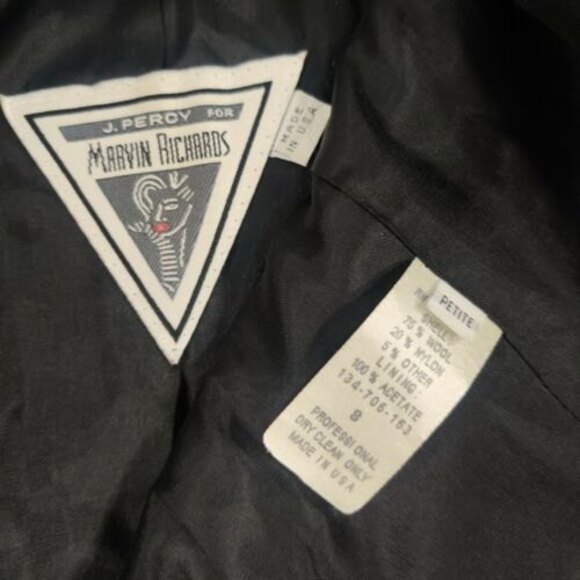 Vintage J Percy for Marvin Richards Wool Peacoat Grey Womens petite 8 - Picture 4 of 4
